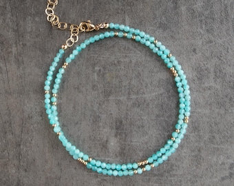Amazonite Necklace, Crystal Choker, Beaded Summer Necklaces for Women, Handmade Jewelry