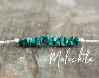 Malachite Necklace, Raw Stone Necklaces for Women, Malachite Jewelry, Gifts for Her