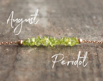 Raw Peridot Necklace, Peridot Crystal Raw Necklace, Raw Gemstone Necklace, August Birthstone Necklace, Jewelry Gifts for Her