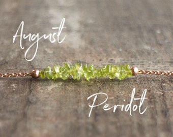 Peridot Necklace, Peridot Jewelry, August Birthstone Necklace, Raw Crystal Necklaces for Women, Gifts for Her