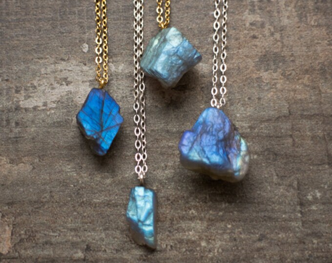 Flashy Labradorite Faceted Bead Necklace Sterling Silver Chain Natural Stone Gray Grey Iridescent Simple Necklace Elegant Minimalist #16432