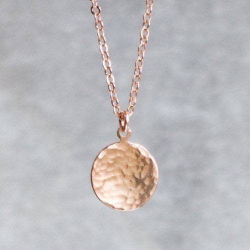 Rose Gold Necklace Hammered Rose Gold 