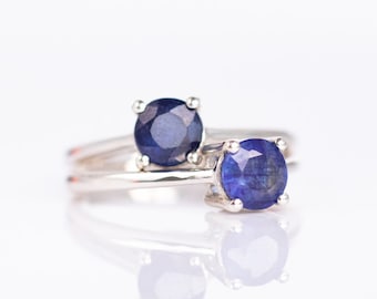 Sapphire Ring, Sterling Silver Ring, Sapphire Engagement Ring, Blue Sapphire Ring, Silver Gemstone Ring Size 5 6 7 8, Sapphire Jewelry