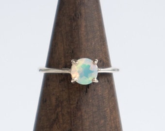 Silver Opal Ring, October Birthday Gift for Her, Ethiopian Opal Jewelry, Silver Ring for Women, Birthstone Ring