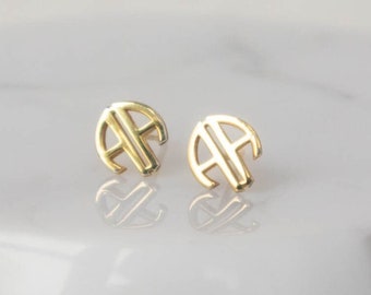 Custom Stud Earrings, Monogram Earrings in Sterling Silver, Gold&Rose Gold, Personalised Letter Initial Earrings, Gift For Women