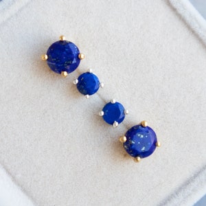 Lapis Lazuli Stud Earrings in Gold & Sterling Silver, September Birthstone Jewelry, Gift for Women image 2