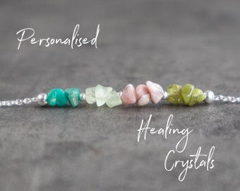 Custom Healing Crystal Necklace, Dainty Raw Stone Necklace  for Women in Gold, Sterling Silver & Rose Gold, Gift for Friend
