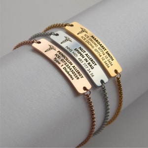 Medical Alert Bracelet, Medical ID Bracelet Women & Mens for Diabetes, Allergy, Epilepsy, Autism in Gold, Silver, Rose Gold, Waterproof image 9