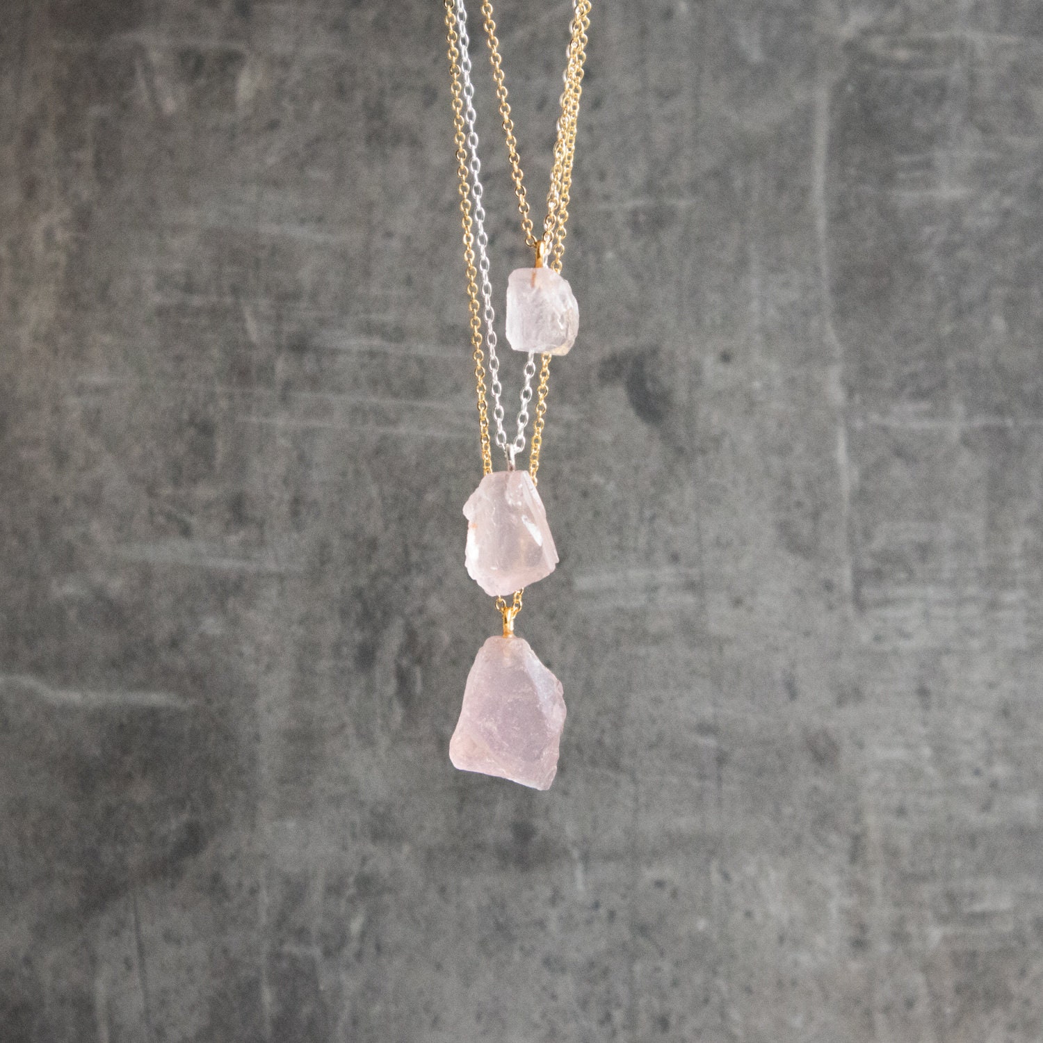 Rose Quartz Necklace Raw Rose Quartz 