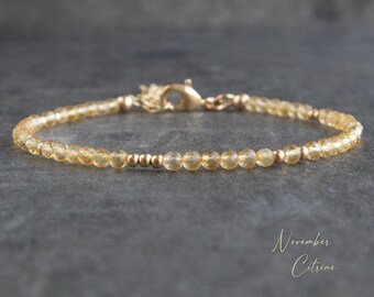 Natural Citrine Bracelet, Crystal Bracelets for Women, November Birthstone Jewelry, Gifts for Her