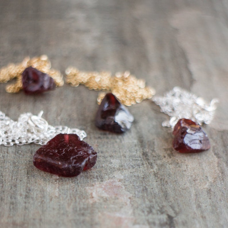 Garnet Necklace, Raw Crystal Necklace, Garnet Jewelry, January Birthstone Necklaces for Women in Gold & Silver image 10