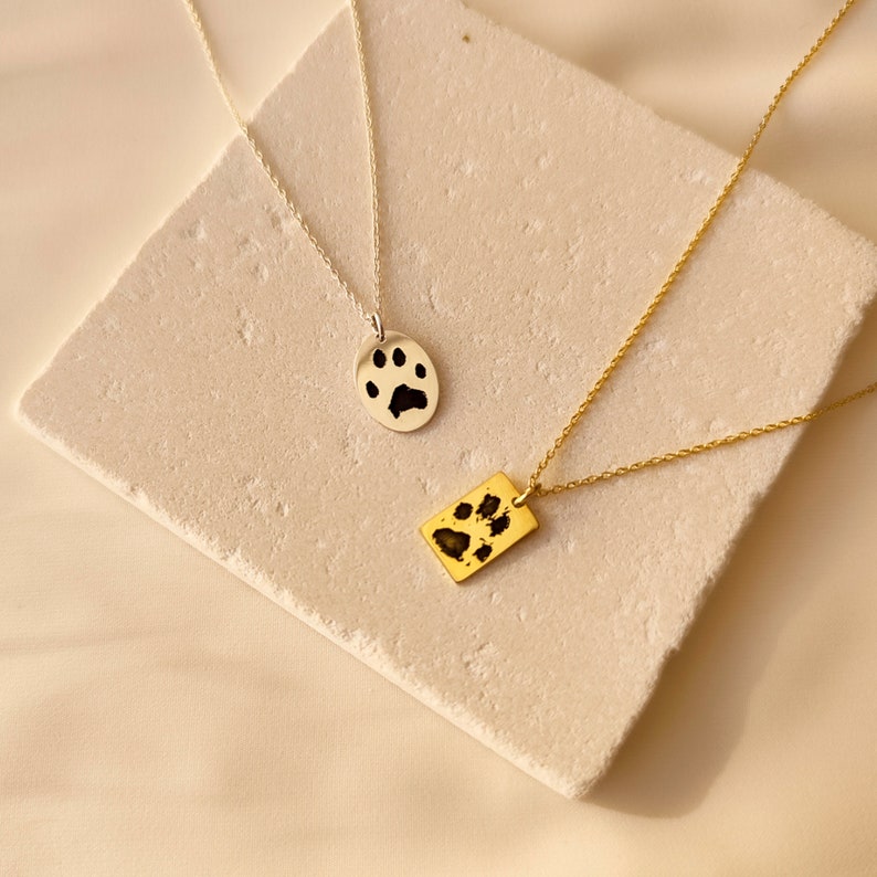 Custom Paw Print Necklace Loss of Dog Gift Pet Memorial Gift Cat & Dog Paw Print Engraved Necklace image 5