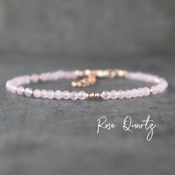Rose Quartz Bracelet in Rose Gold 