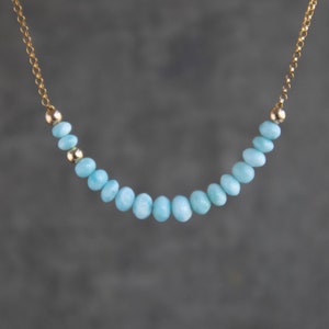 Larimar Necklace, Crystal Beaded Necklace in Silver & Gold, Gemstone Necklaces for Women, Larimar Jewelry, Gifts for Her