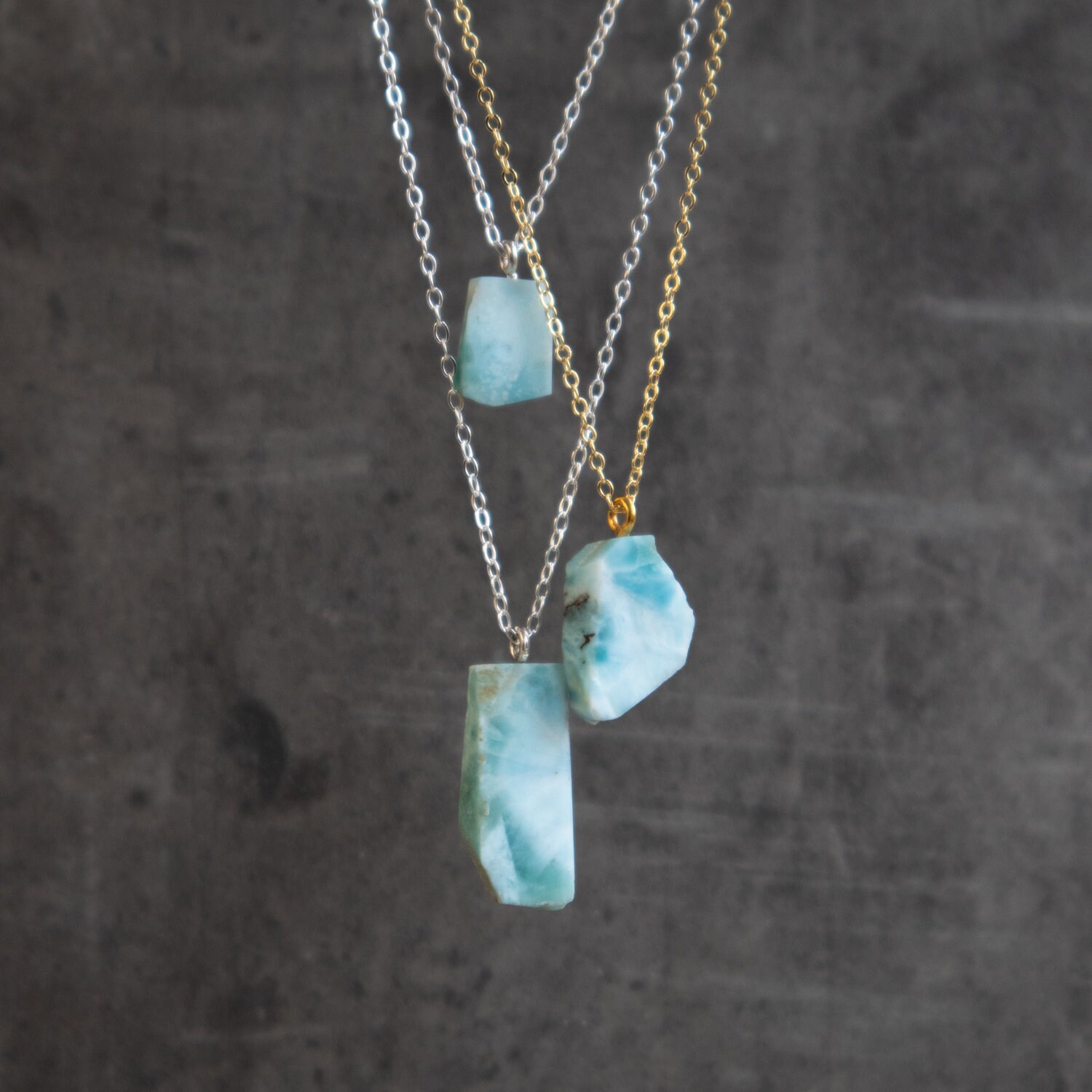Larimar Necklace Raw Stone Pendant Larimar Jewelry Larimar