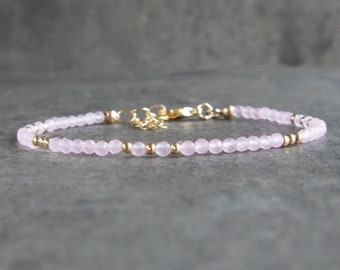 Rose Quartz Bracelet, Crystal Bracelet, Adjustable Bracelets for Women, Pink Quartz Bracelet, Gifts for Her