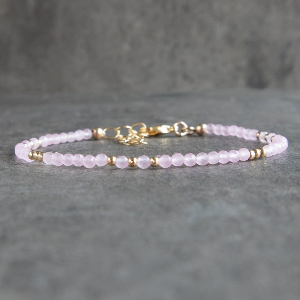 Bracelet en quartz rose, Bracelet en cristal, Bracelets réglables pour femme, Bracelet en quartz rose, Cadeaux pour elle