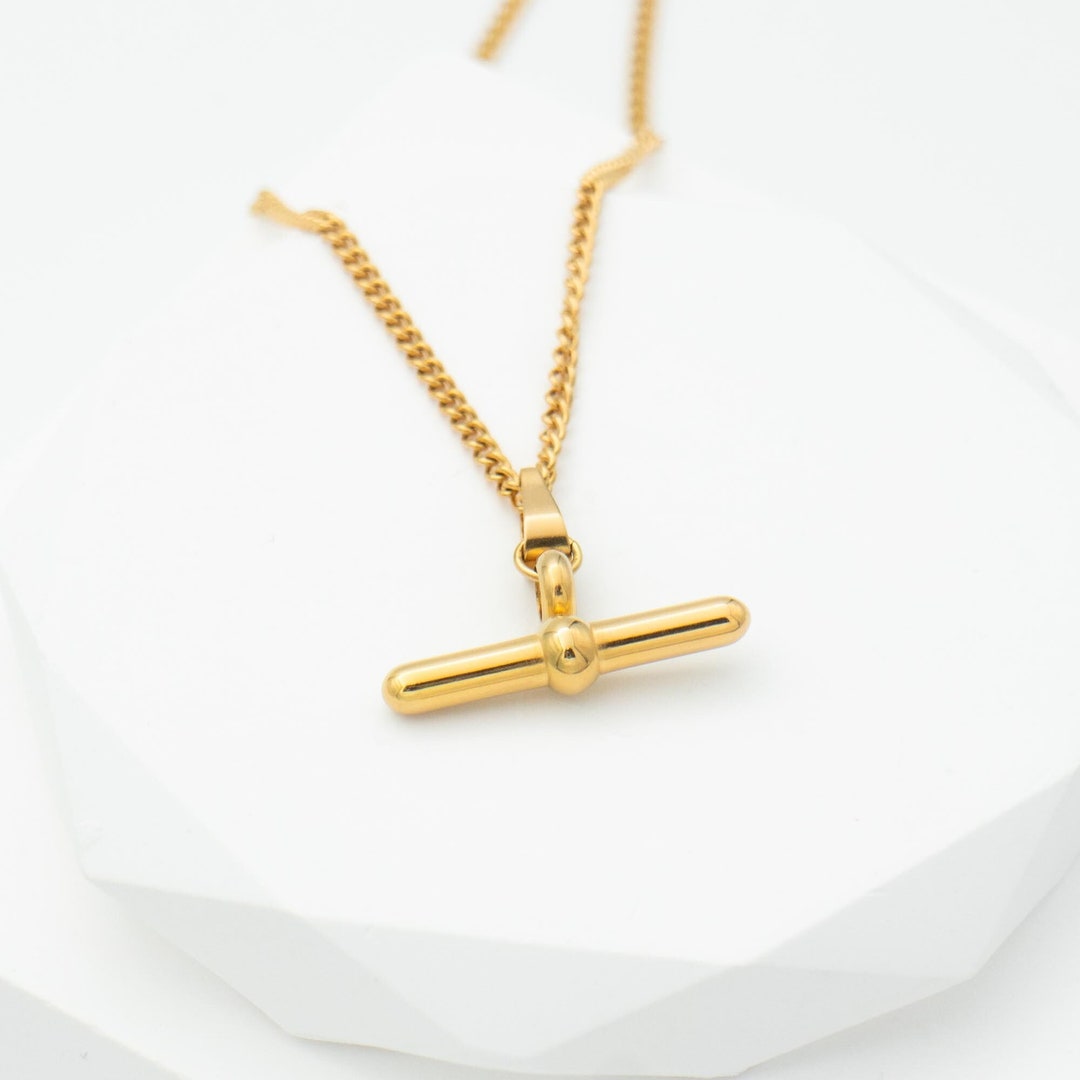 T Bar Gold Necklace, Toggle Necklace, Minimalist Jewelry Set for Women