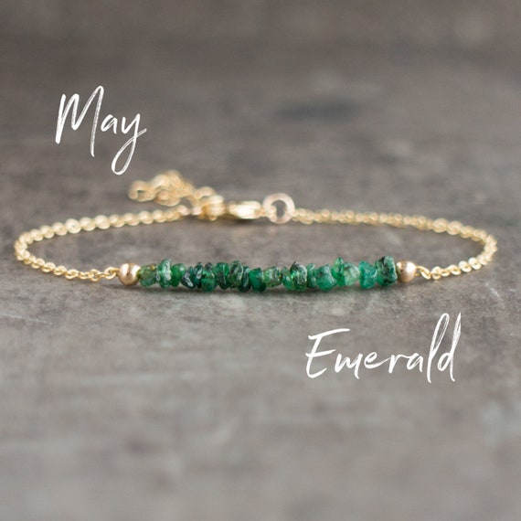 Raw Emerald Bracelet Emerald Jewelry May Birthstone Bracelets
