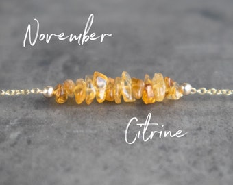 Citrine Necklace, Raw Crystal Necklaces for Women, November Birthstone Jewelry, Gifts for Her