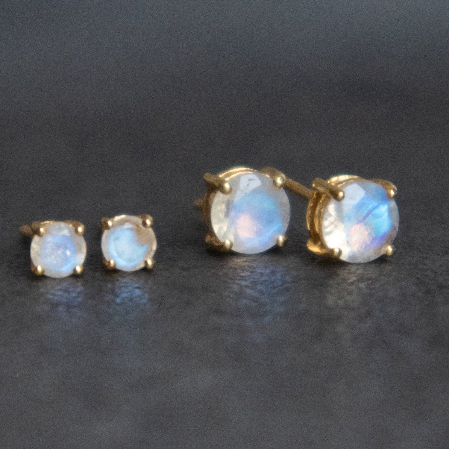 Diamond Moonstone Stud Earrings - Zoe Lev Jewelry