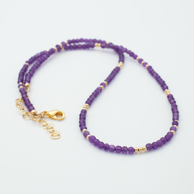 Amethyst Necklace, Beaded Gemstone Choker, Amethyst Jewelry, February Birthstone Gifts for Women image 1