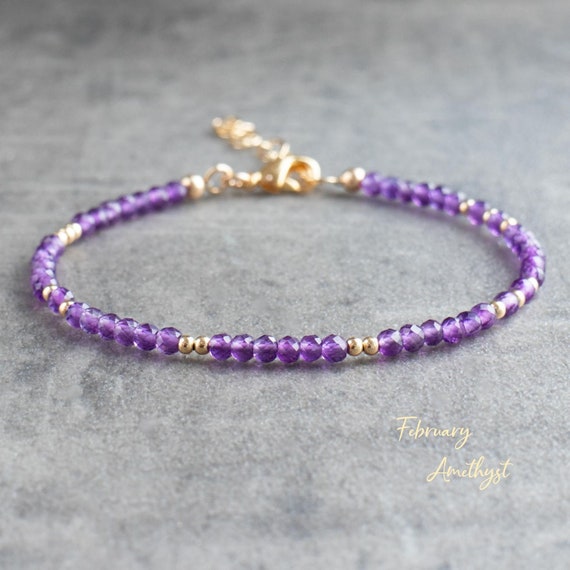 Amethyst Bracelet Dainty Crystal Bracelets for Women February