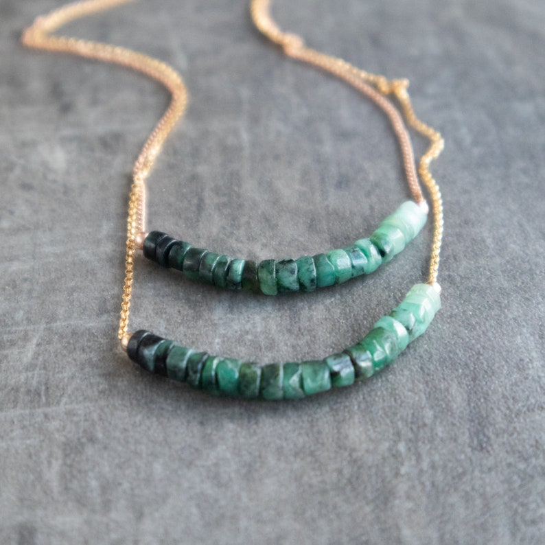 Raw Emerald Necklace, Gifts for Her, Emerald Jewelry, May Birthstone, Crystal Layering Necklaces for Women image 6