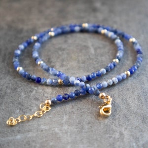 Sodalite Necklace, Blue Gemstone Beaded Necklace, Gifts for Women, Handmade Gift for Her