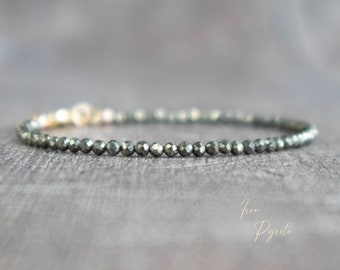 Iron Pyrite Bracelets for Women, Iron Anniversary Gift for Her, Pyrite Jewelry, Abundance Bracelet