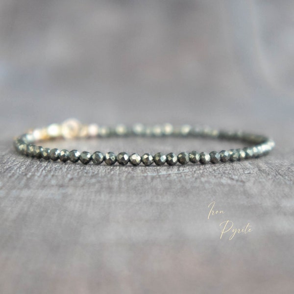 Bracelets en pyrite de fer pour femme, cadeau d'anniversaire de fer pour elle, bijoux en pyrite, bracelet d'abondance