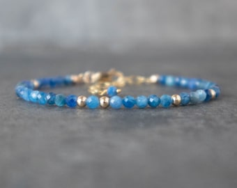 Blue Kyanite Bracelet, Crystal Bracelet, Gift for Her, Natural Kyanite Jewelry, Dainty Gemstone Bracelet, Handmade Beaded Bracelets