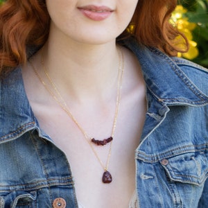 Garnet Necklace, Raw Crystal Necklace, Garnet Jewelry, January Birthstone Necklaces for Women in Gold & Silver image 7