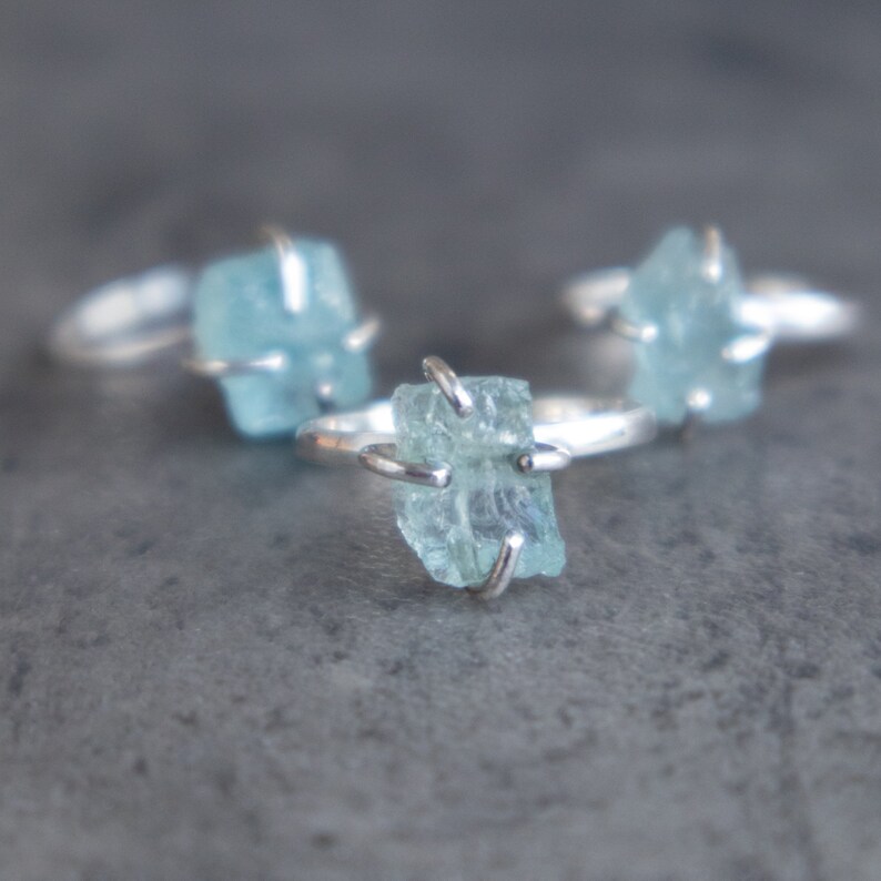 Aquamarine Ring Raw Crystal Ring Promise Ring March Etsy UK