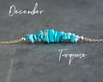 Turquoise Necklace, Raw Crystal Necklaces for Women. December Birthstone Jewelry, Gifts for Her