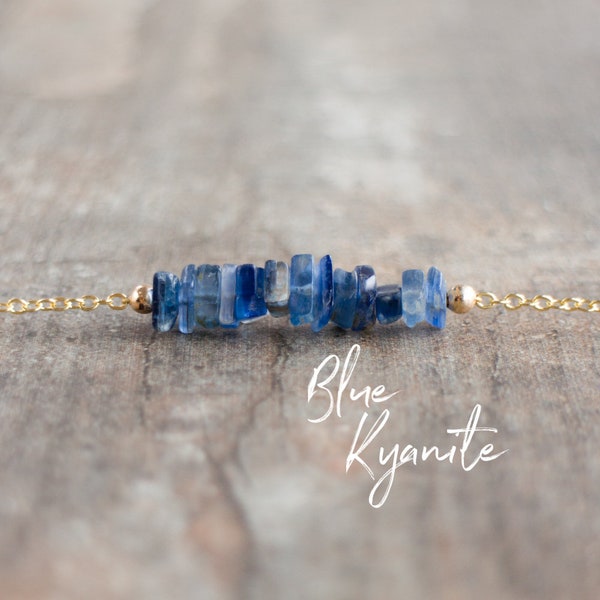 Blue Kyanite Necklace, Throat Chakra Necklaces for Women, Gifts for Her, Raw Crystal Choker, Healing Jewelry