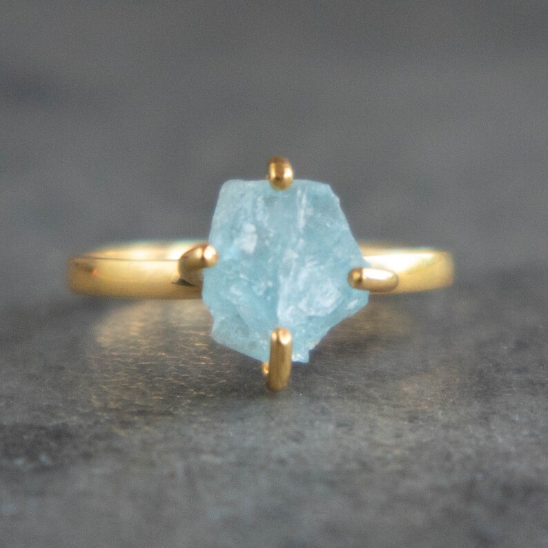 Aquamarine Ring Raw Crystal Ring Promise Ring March Etsy UK