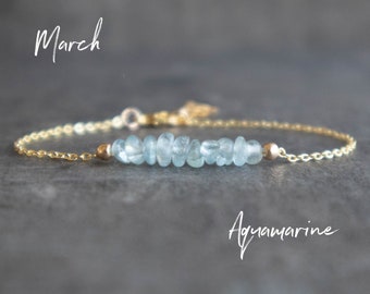 Aquamarine Bracelet, Birthday Gifts for Her, Raw Crystal Bracelet, March Birthstone Bracelet, Bridesmaid Gifts, Aquamarine Jewelry