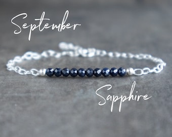 Blue Sapphire Bracelet, September Birthstone Jewelry Gift