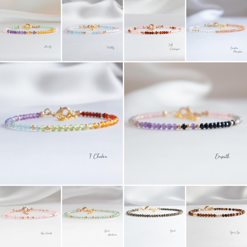 7 Chakra Bracelet with Real Stones, Chakra Crystals Bracelets for Women, Rainbow Chakra Jewelry, Gifts for Her image 9