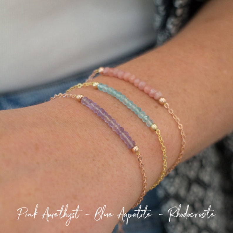 Andalusite Bracelet, Chakra Bracelet, Gift for Women, Gemstone Bracelet, Birthday Gifts for Her, Andalusite Jewelry, Gold Stacking Bracelet image 10