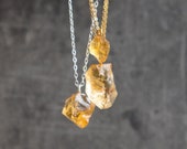 Citrine Necklace, Rough Citrine Crystal Necklace, Raw Citrine Necklace Sterling Silver and Gold, Gift for Women, November Birthstone
