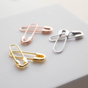 Safety Pin Earrings in Sterling Silver & Rose Gold, Modern Earrings, Minimalist Gifts for Her