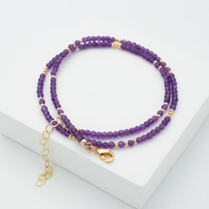 Amethyst Necklace, Beaded Gemstone Choker, Amethyst Jewelry, February Birthstone Gifts for Women image 4
