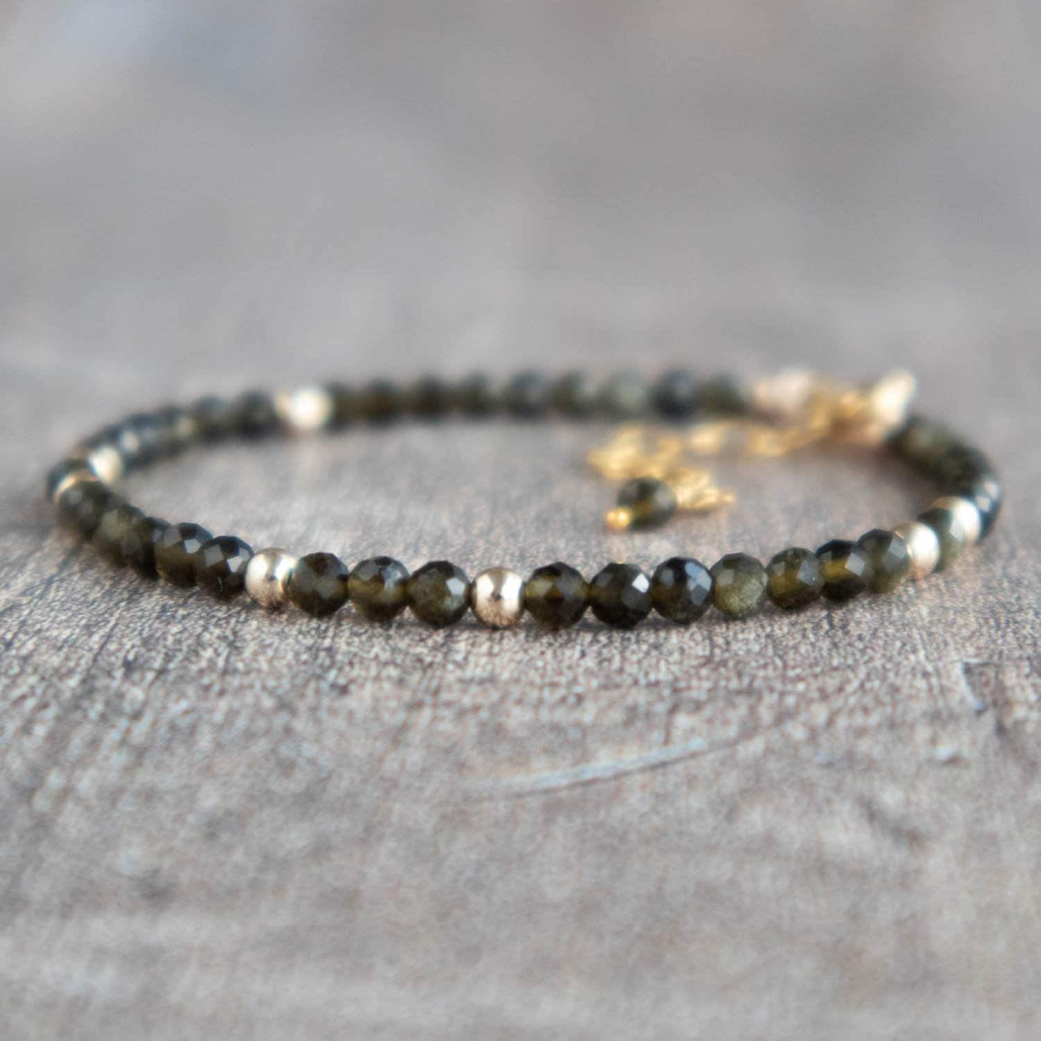 Gold Sheen Obsidian Bracelet Handmade Jewelry Golden - Etsy UK