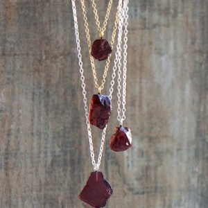 Garnet Necklace, Raw Crystal Necklace, Garnet Jewelry, January Birthstone Necklaces for Women in Gold & Silver image 8