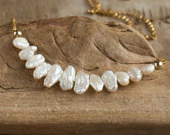 Pearl Necklace, Gift for Mum, Gift for Her, Dainty Necklace, Wedding Necklace, Delicate Necklace, Freshwater Pearl Jewelry, June Birthstone