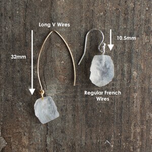 Raw Moonstone Earrings, Dangle Earrings, Drop Earrings, Raw Crystal Earrings, June Birthstone Earrings, Holiday Gifts for Her image 4