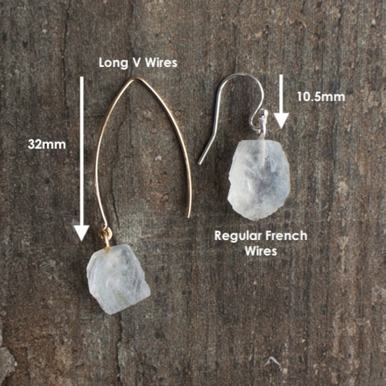 Raw Moonstone Earrings, Dangle Earrings, Drop Earrings, Raw Crystal Earrings, June Birthstone Earrings, Holiday Gifts for Her image 4