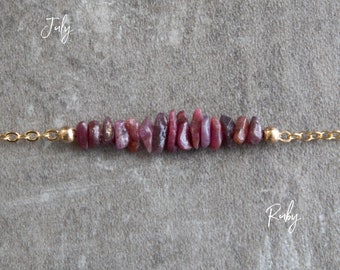 Ruby Necklace, Raw Ruby Jewelry, July Birthstone Necklaces for Women, Ruby Anniversary Gifts